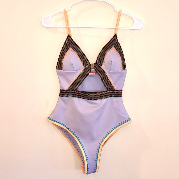 ASOS River Island Lilac Stitch Detail Swimsuit - Picture 6 of 12